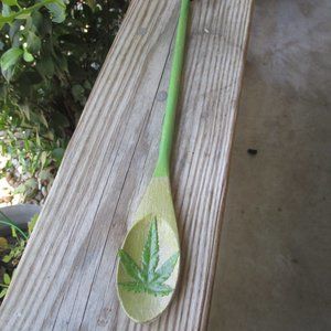 Vintage Wooden Hand crafted Wall Art Spoon 420 Leather